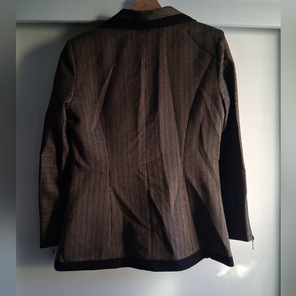 Vintage Nubiano Blazer Black Gold Regency Wedding Workwear Office 8 - Picture 8 of 8